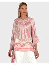 CASHMERE PRINTED PONCHO: FIRENZE: PINK