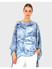 CASHMERE PRINTED PONCHO: VENICE: BLUE