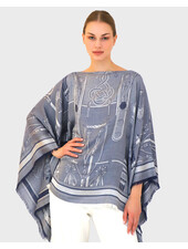 JACQUARD BITS PONCHO: NAVY