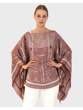 JACQUARD BITS PONCHO: RUST