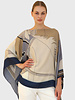CASHMERE PRINTED PONCHO: AGATHA: NAVY