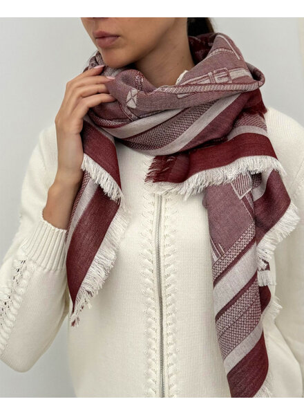 JACQUARD BITS SCARF: RUST