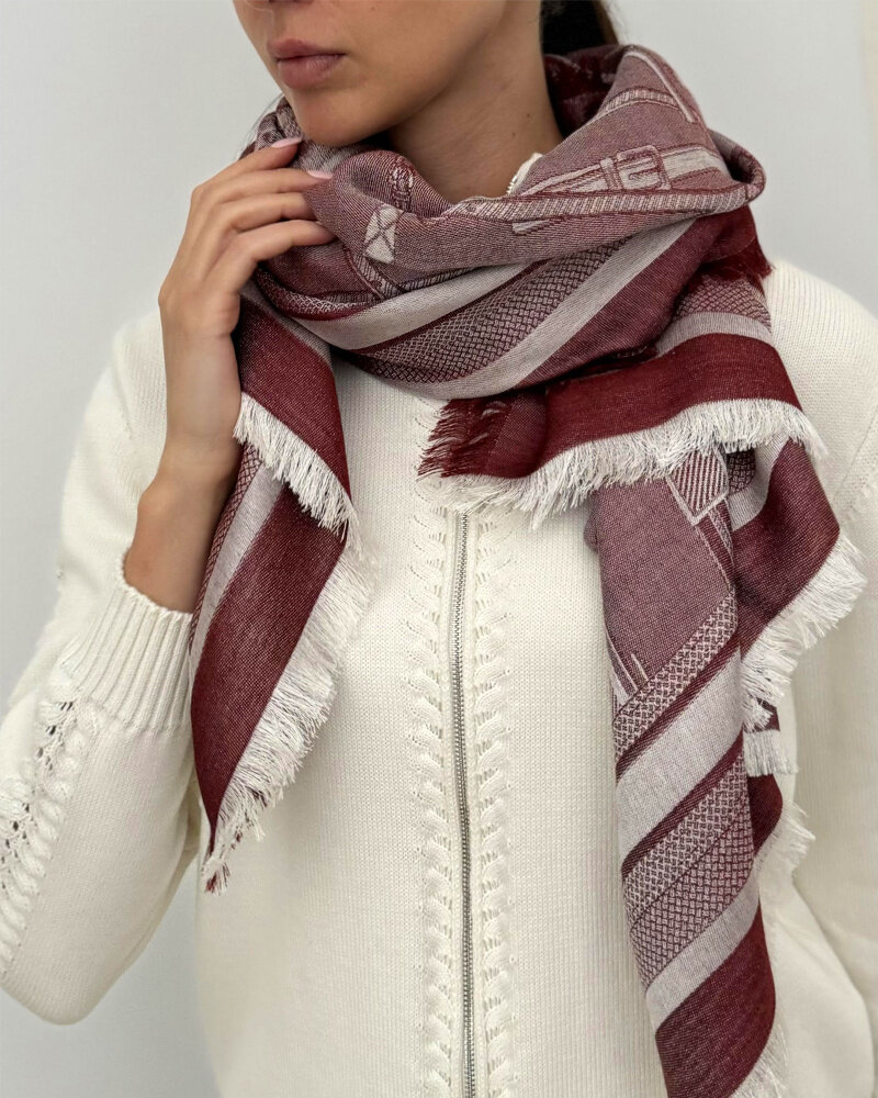 JACQUARD BITS SCARF: RUST