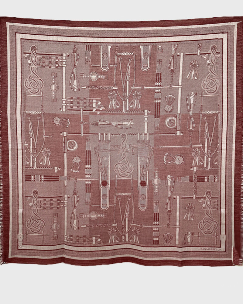 JACQUARD BITS SCARF: RUST