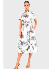 COTTON DRESS WITH BELT AND WAIST: DAHLIA: IVORY