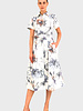 COTTON DRESS WITH BELT AND WAIST: DAHLIA: IVORY