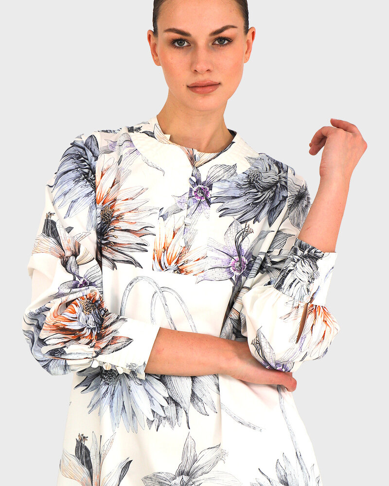 TRAPUNTO DRESS WITH NO WAIST: DAHLIA: IVORY