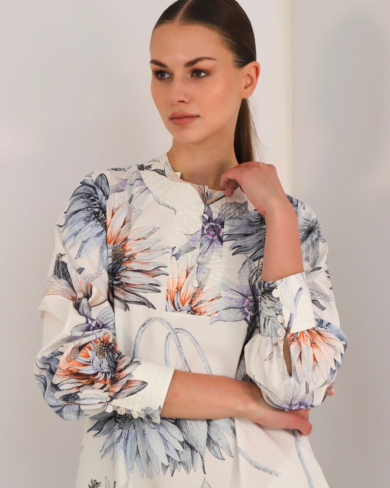 TRAPUNTO DRESS WITH NO WAIST: DAHLIA: IVORY