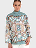 SILK PRINTED QUILTED JACKET WITH KNOT BUTTONS: FIRENZE: GREEN