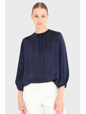 SILK LONG SLEEVE SHIRT: MIDNIGHT BLUE