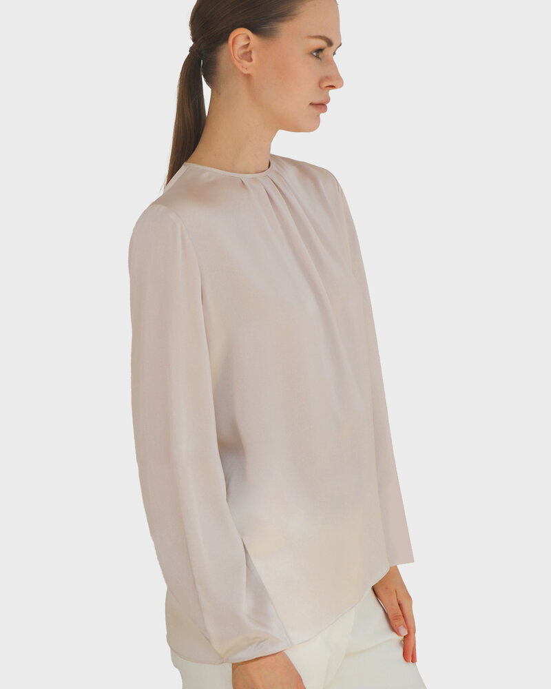 SILK LONG SLEEVE SHIRT: PEONIA