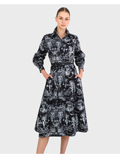 BUTTON DOWN SHIRT DRESS: TOILE: BLACK