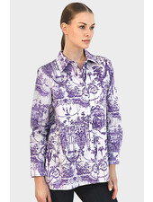 COLLARED COTTON PRINTED SHIRT: TOILE: LILLA
