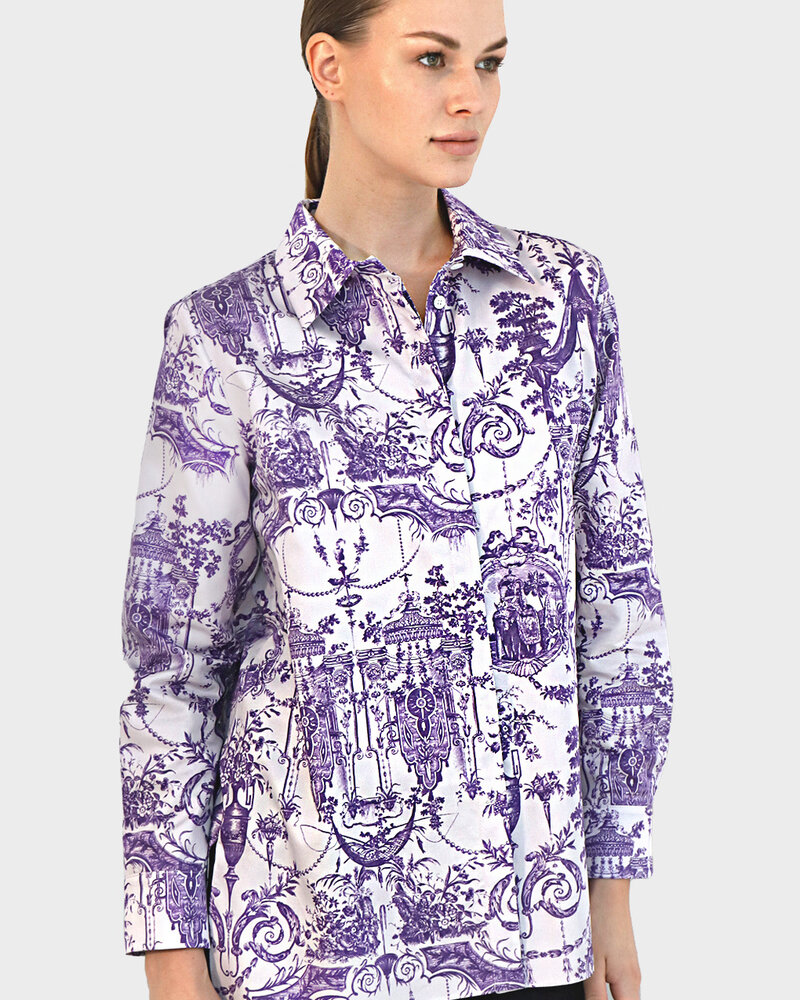 100% COTTON PRINTED SHIRT: TOILE: LILLA