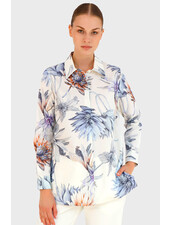 COLLARED COTTON PRINTED SHIRT: DAHLIA: IVORY