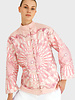 SILK PRINTED QUILTED JACKET WITH KNOT BUTTONS: FIRENZE: PINK