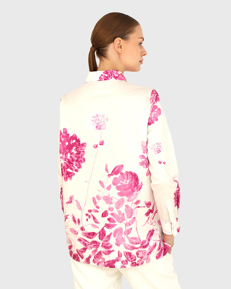 FRONT PLEAT COTTON SHIRT: ORTENSIA: PINK