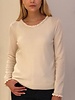 CASHMERE CREWNECK SWEATER W/ RUFFLE: IVORY
