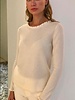 CASHMERE CREWNECK SWEATER W/ RUFFLE: IVORY