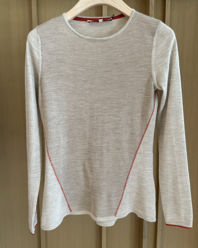 CREWNECK WITH CONTRASTING STITCHES: SAND