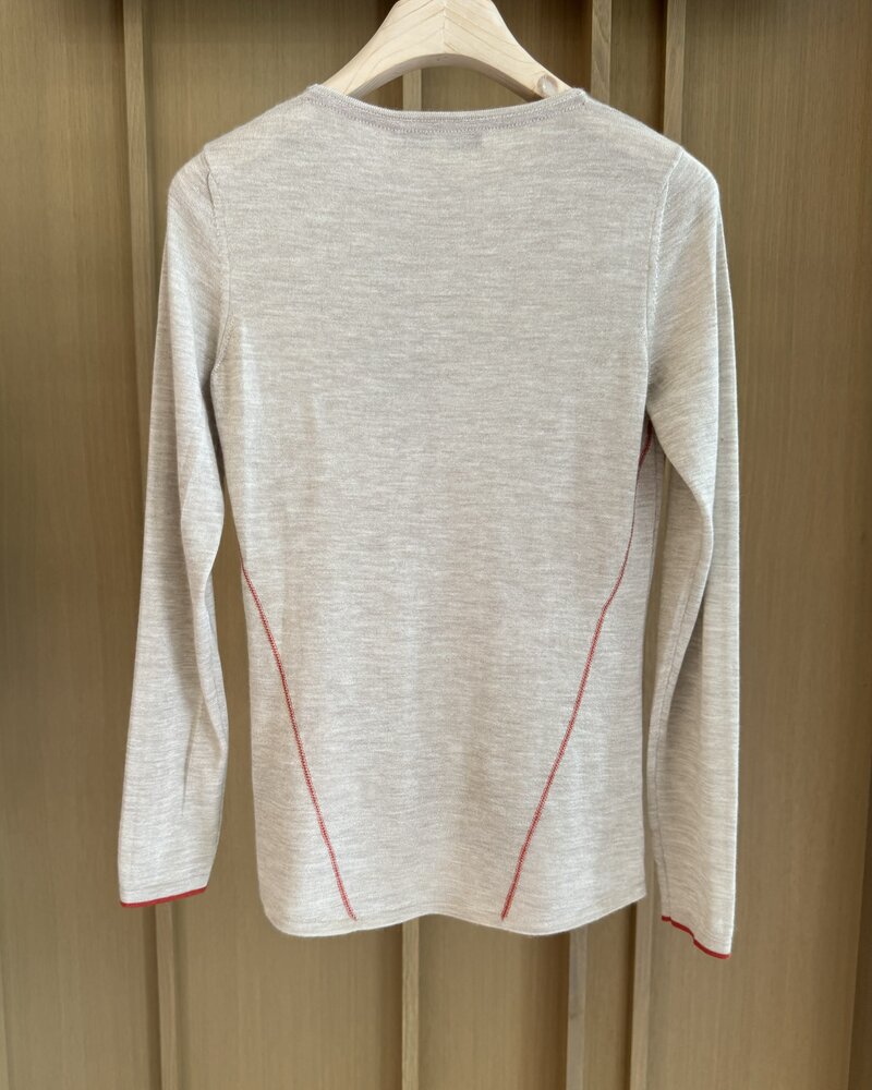 CREWNECK WITH CONTRASTING STITCHES: SAND