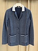 KNIT 2 TONE 3 BUTTON CASHMERE BLAZER: NAVY