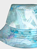 PRINTED SILK  BUCKET HAT: EDEN: AQUA