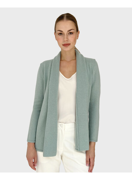 SHAWL NECK SIMPLE SWEATER: LUCIA: SEA FOAM