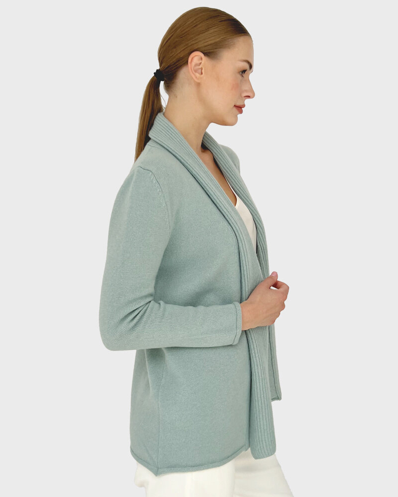 SHAWL NECK SIMPLE SWEATER: LUCIA: SEA FOAM