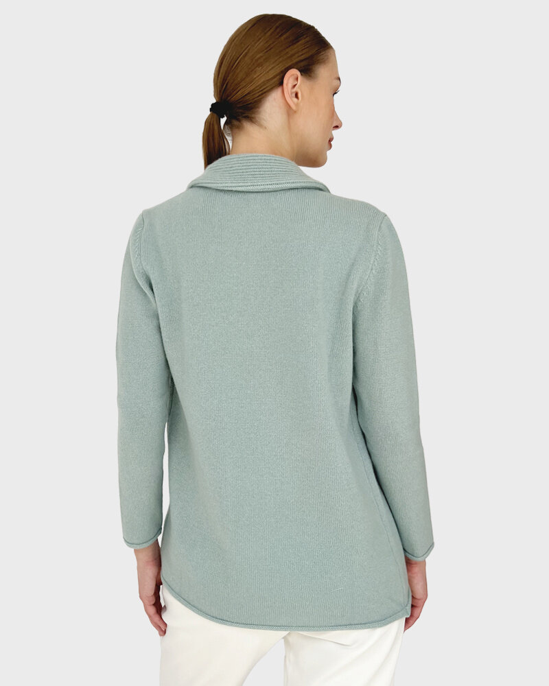 SHAWL NECK SIMPLE SWEATER: LUCIA: SEA FOAM