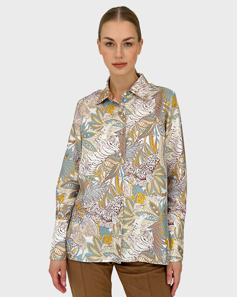 100% SILK PRINTED SHIRT: AMAZONIA: PINK