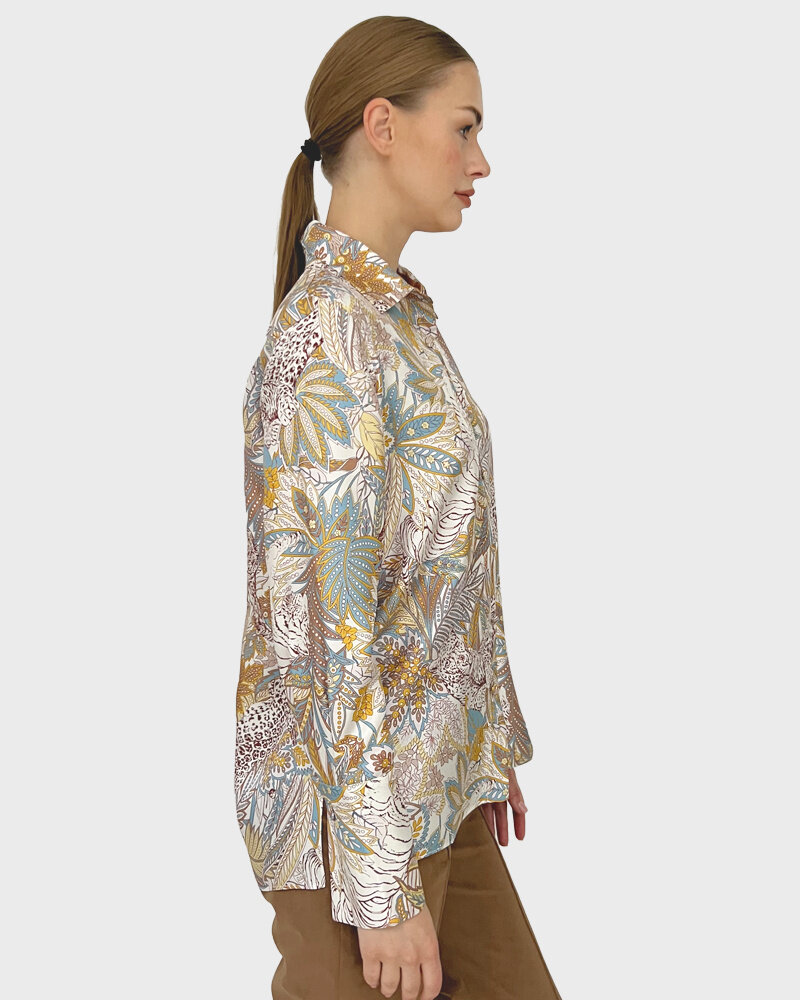 100% SILK PRINTED SHIRT: AMAZONIA: PINK