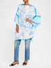 PRINTED SILK KAFTAN: BOAT: BLUE