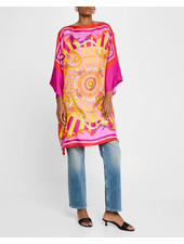 PRINTED SILK KAFTAN: FIRENZE: HIBISCUS