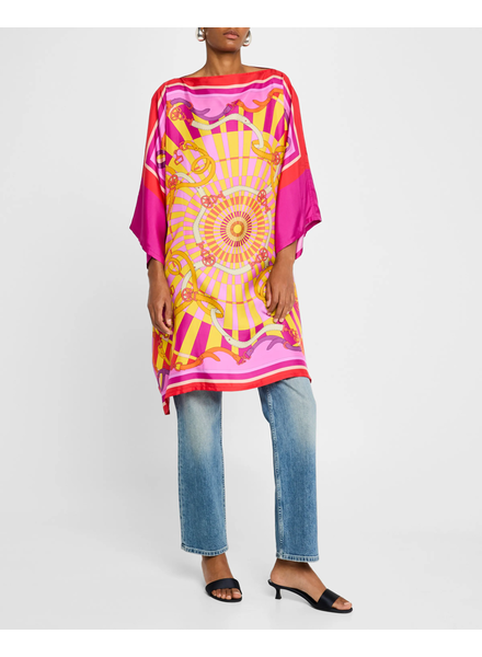 PRINTED SILK KAFTAN: FIRENZE: HIBISCUS