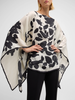CASHMERE  PRINTED PONCHO: ORTENSIA: BLACK