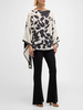 CASHMERE  PRINTED PONCHO: ORTENSIA: BLACK