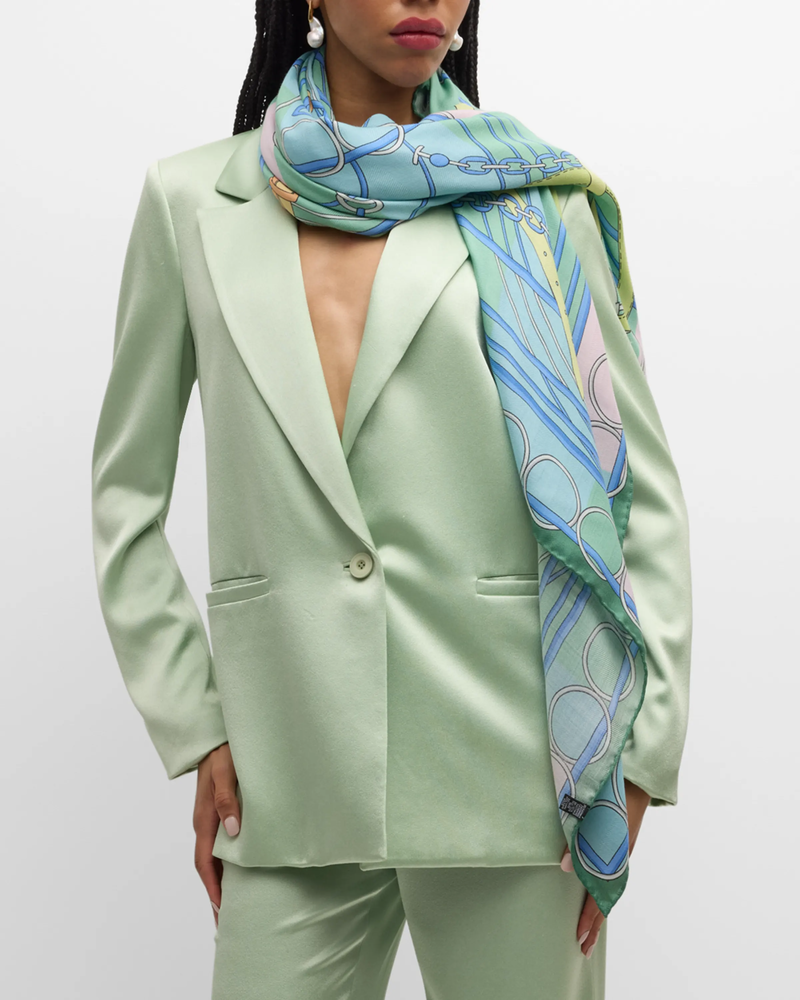 CASHMERE PRINTED SCARF: VENEZIA: GREEN