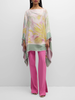 JACQUARD PRINTED PONCHO: KENYA: PINK