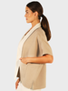 CASHMERE DOUBLE FACE  SHORT SLEEVE  REVERSIBLE JACKET: IVORY-TAUPE
