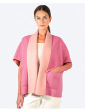 CASHMERE DOUBLE FACE  SHORT SLEEVE  REVERSIBLE JACKET: PINK