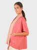 CASHMERE DOUBLE FACE  SHORT SLEEVE  REVERSIBLE JACKET: PINK