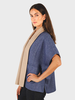CASHMERE DOUBLE FACE  SHORT SLEEVE  REVERSIBLE JACKET: NAVY: BEIGE