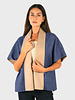 CASHMERE DOUBLE FACE  SHORT SLEEVE  REVERSIBLE JACKET: NAVY: BEIGE