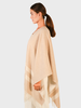 DOUBLE FACE  FRINGE REVERSIBLE SHAWL CAPE: IVORY-TAUPE