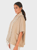 CASHMERE DOUBLE FACE  FRINGE REVERSIBLE CAPE: IVORY-TAUPE