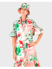 SHIRT DRESS: NO WAIST WITH RUFFLES: CHELSEA: PINK