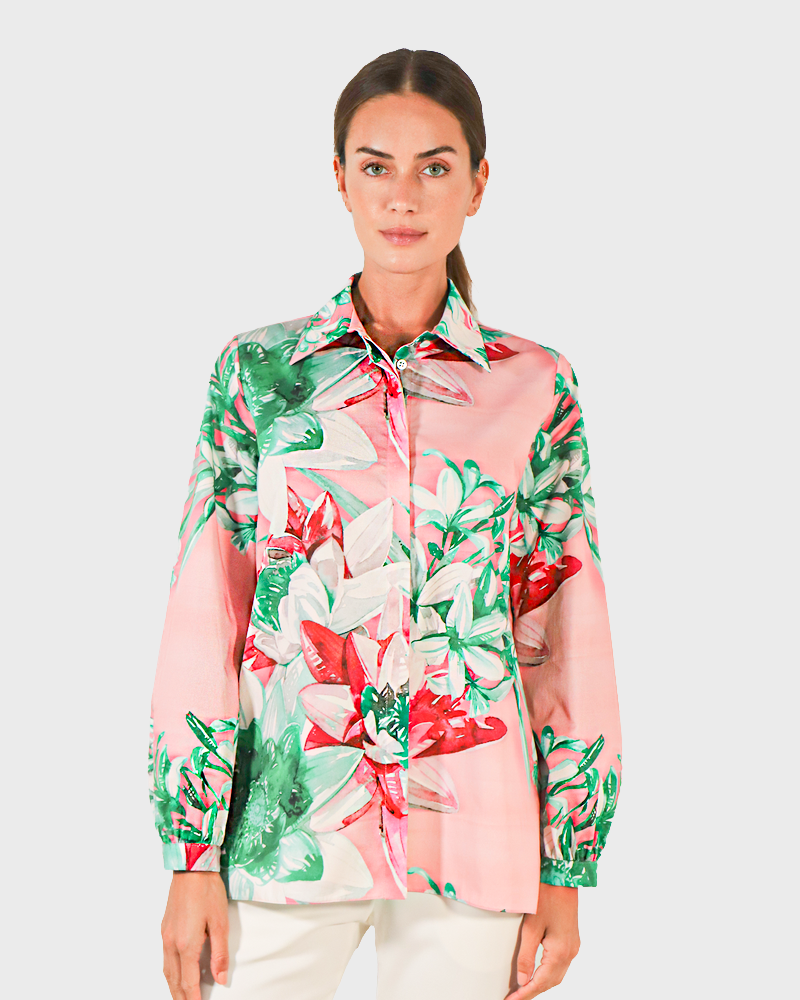CLASSIC COTTON WIDER SLEEVE SHIRT: CHELSEA: PINK