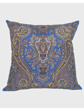 SILK PRINTED PILLOW ON BOTH SIDE: 16" X 16": PAISLEY: BLUE