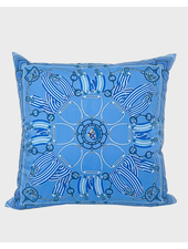 SILK PRINTED PILLOW ON BOTH SIDE: 16" X 16": STIRRUPS: OCEAN BLUE